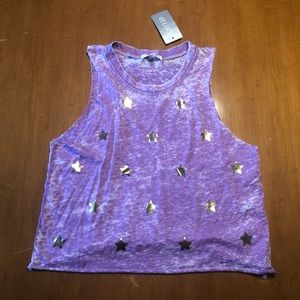 dELiA’s Purple Cropped Tank with Gold Stars